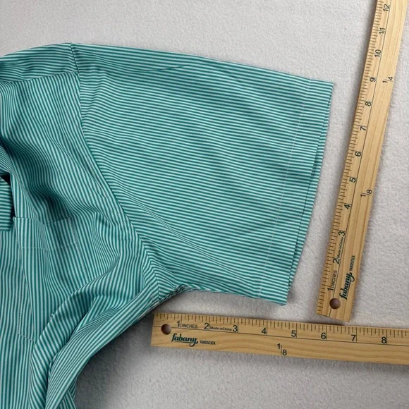 Dixxon Men's Benny Short Sleeve Button Up Shirt Microstripe Tiffany‎ Blue Medium - Picture 4 of 11